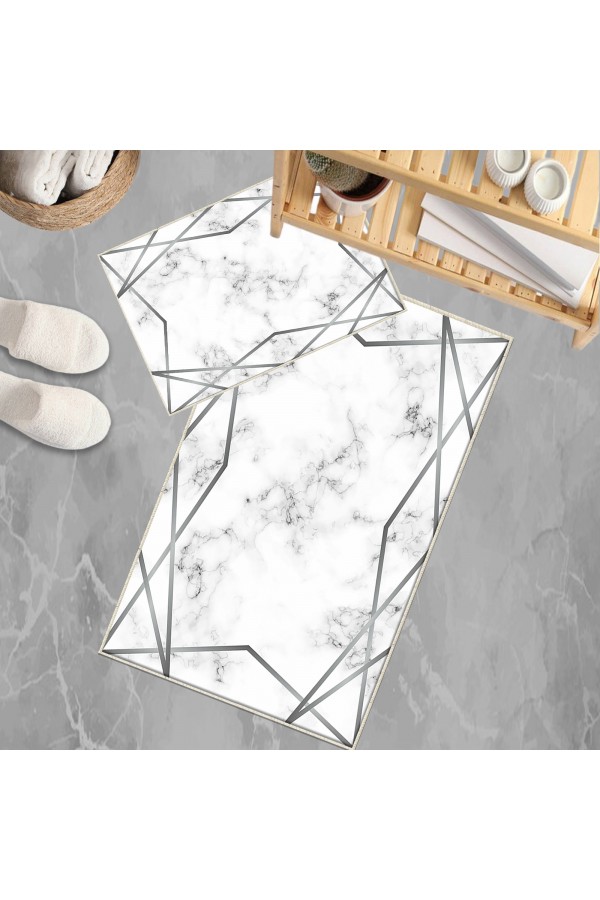 Sarı Çizgi Mermer Desenli 2 li Klozet Takımı Banyo Paspas Halısı Kaymaz Yıkanabilir Sarı Çizgi Mermer Desenli 2 li Klozet Takımı Banyo Paspas Halısı Kaymaz Yıkanabilir