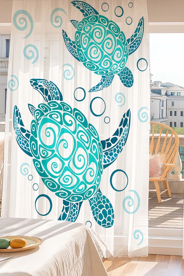 Turkuaz Caretta Kaplumbağa Desenli Dijital Baskı Fon Perde Salon Mutfak Yatak Odası 140x260cm Turkuaz Caretta Kaplumbağa Desenli Dijital Baskı Fon Perde Salon Mutfak Yatak Odası 140x260cm