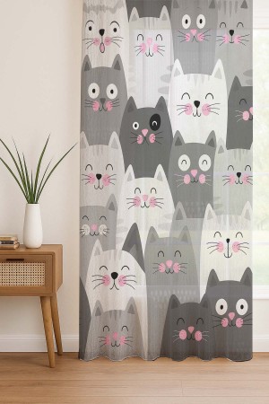 Gri Beyaz Kediler Desenli Dijital Baskı Fon Perde Salon Mutfak Yatak Odası 140x260cm Gri Beyaz Kediler Desenli Dijital Baskı Fon Perde Salon Mutfak Yatak Odası 140x260cm