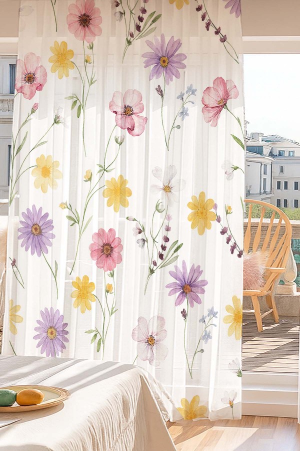 Renkli Bahar Çiçekleri Desenli Dijital Baskı Fon Perde Salon Mutfak Yatak Odası 140x260cm Renkli Bahar Çiçekleri Desenli Dijital Baskı Fon Perde Salon Mutfak Yatak Odası 140x260cm
