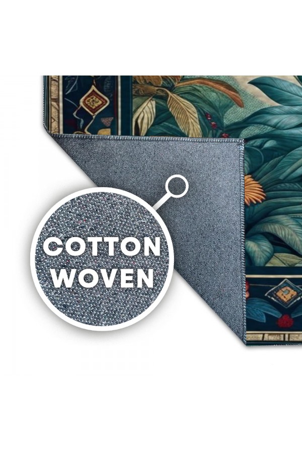 Tropik Orman Desenli Dokuma Şönil Kilim Halı Yıkanabilir Salon Oturma Odası Mutfak Halısı
