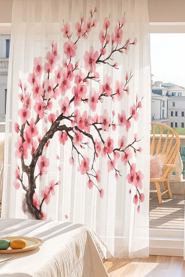 Sakura Pembe Çiçekli Ağaç Desenli Dijital Baskı Fon Perde Salon Mutfak Yatak Odası 140x260cm Sakura Pembe Çiçekli Ağaç Desenli Dijital Baskı Fon Perde Salon Mutfak Yatak Odası 140x260cm
