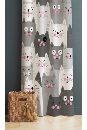 Gri Beyaz Kediler Desenli Dijital Baskı Fon Perde 140x260cm Gri Beyaz Kediler Desenli Dijital Baskı Fon Perde 140x260cm