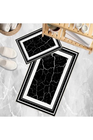 Gri Siyah Mermer Desenli 2 li Klozet Takımı Banyo Paspas Halısı Kaymaz Yıkanabilir Gri Siyah Mermer Desenli 2 li Klozet Takımı Banyo Paspas Halısı Kaymaz Yıkanabilir