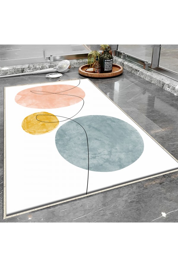Renkli Minimal Desenli Tekli Banyo Paspas Halısı Kaymaz Yıkanabilir