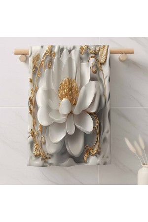 Beyaz Çiçekli Desenli Dekoratif Yıkanabilir Pamuklu Banyo Mutfak Fırın El Havlusu Beyaz Çiçekli Desenli Dekoratif Yıkanabilir Pamuklu Banyo Mutfak Fırın El Havlusu
