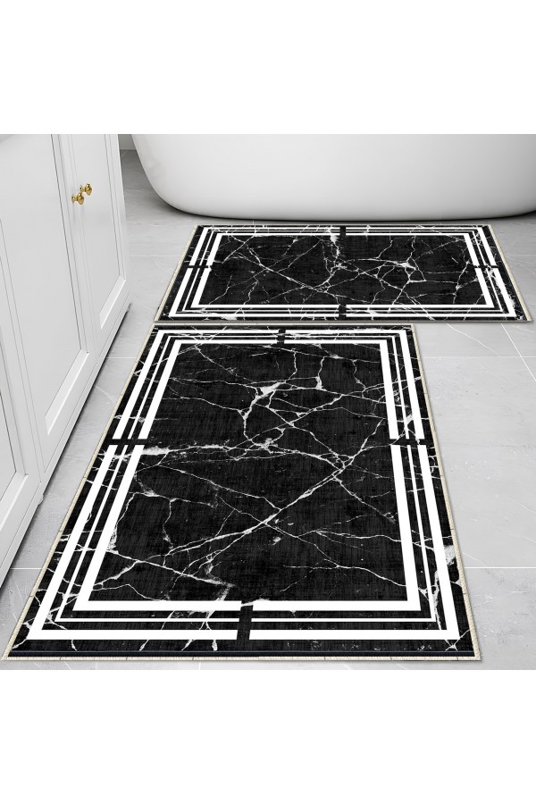 Mavi Sarı Karolar Desenli 2 li Klozet Takımı Banyo Paspas Halısı Kaymaz Yıkanabilir Mavi Sarı Karolar Desenli 2 li Klozet Takımı Banyo Paspas Halısı Kaymaz Yıkanabilir