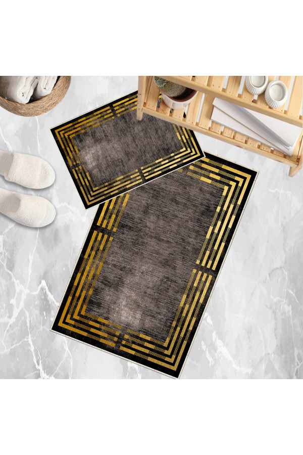 Geometrik Çizgi Desenli 2 li Klozet Takımı Banyo Paspas Halısı Kaymaz Yıkanabilir Geometrik Çizgi Desenli 2 li Klozet Takımı Banyo Paspas Halısı Kaymaz Yıkanabilir