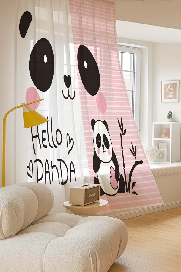 Sevimli Panda Desenli Dijital Baskı Fon Perde Salon Mutfak Yatak Odası 140x260cm Sevimli Panda Desenli Dijital Baskı Fon Perde Salon Mutfak Yatak Odası 140x260cm