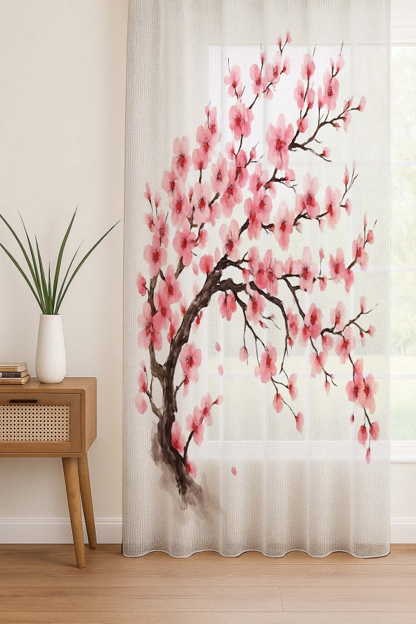 Sakura Pembe Çiçekli Ağaç Desenli Dijital Baskı Fon Perde Salon Mutfak Yatak Odası 140x260cm Sakura Pembe Çiçekli Ağaç Desenli Dijital Baskı Fon Perde Salon Mutfak Yatak Odası 140x260cm