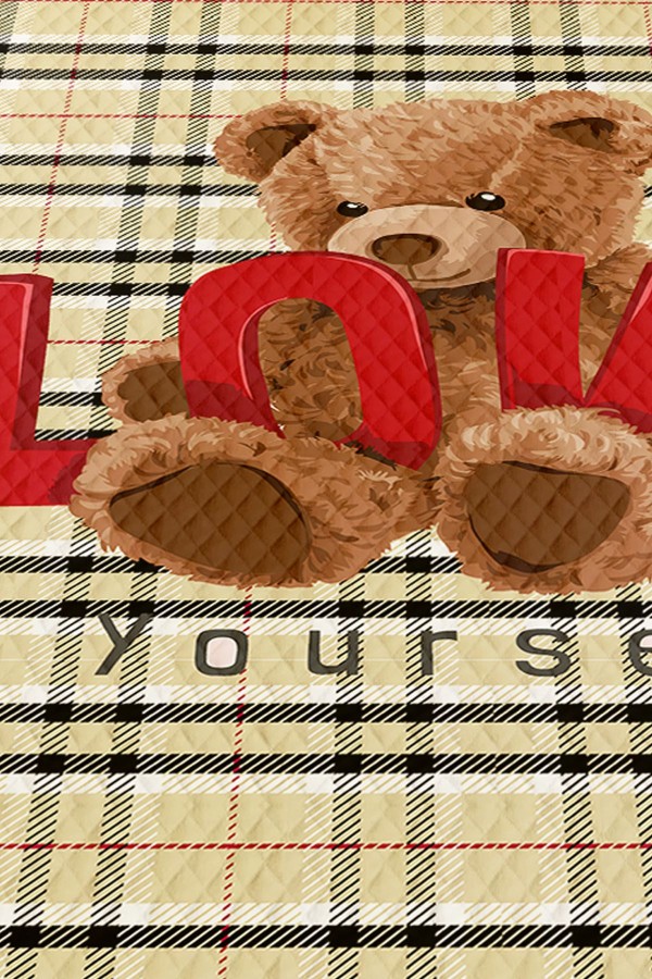 Love Ayı Teddy Desenli Kız Çocuk Tek Kişilik Kapitoneli Pike Takımı Yatak Örtüsü Love Ayı Teddy Desenli Kız Çocuk Tek Kişilik Kapitoneli Pike Takımı Yatak Örtüsü