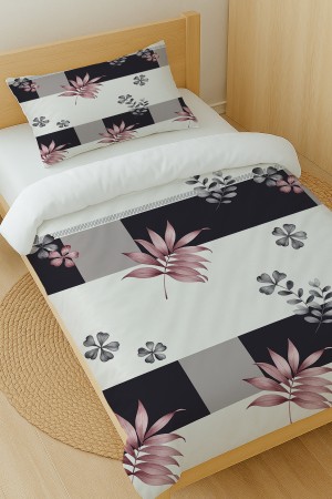 Geometrik Çiçek Desenli Pamuk Saten Tek Kişilik Nevresim Takımı 160x220cm Geometrik Çiçek Desenli Pamuk Saten Tek Kişilik Nevresim Takımı 160x220cm