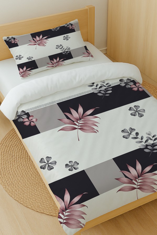 Geometrik Çiçek Desenli Pamuk Saten Tek Kişilik Nevresim Takımı 160x220cm Geometrik Çiçek Desenli Pamuk Saten Tek Kişilik Nevresim Takımı 160x220cm