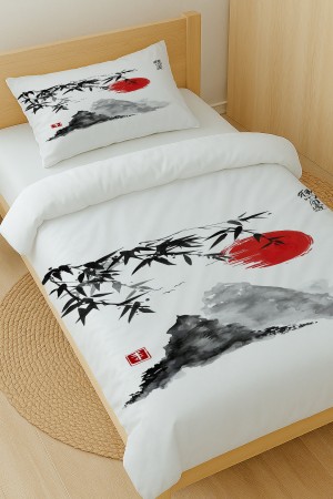 Japon Dağları Manzara Desenli Pamuk Saten Tek Kişilik Nevresim Takımı 160x220cm Japon Dağları Manzara Desenli Pamuk Saten Tek Kişilik Nevresim Takımı 160x220cm