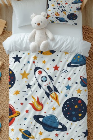 Galaksi Yıldızlar Uzay Desenli Erkek Çocuk Tek Kişilik Nevresim Takımı Yastık Kılıflı Galaksi Yıldızlar Uzay Desenli Erkek Çocuk Tek Kişilik Nevresim Takımı Yastık Kılıflı