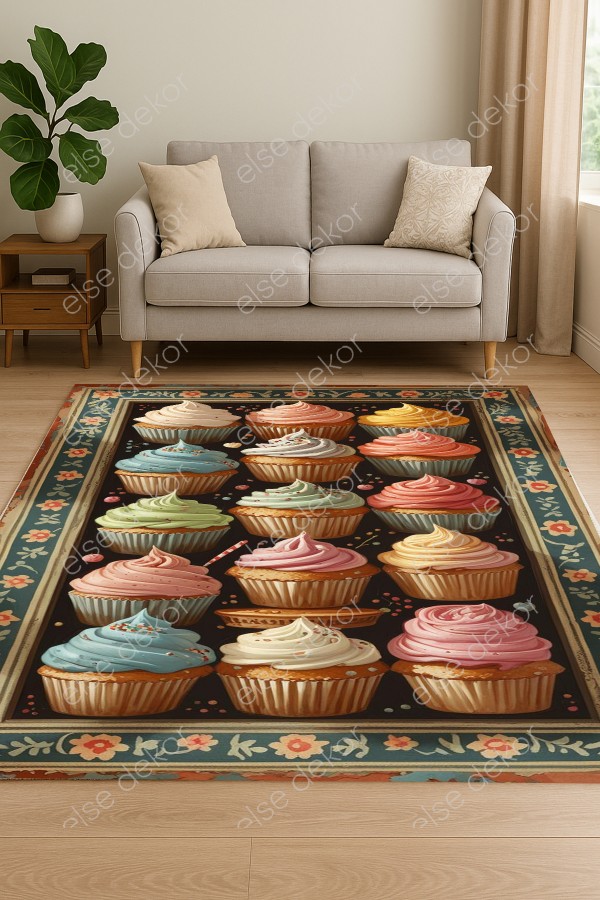 Renkli Küp Kekler Desenli Makinede Yıkanabilir Dokuma Şönil Halı Bohem Eskitme Vintage Mutfak Halısı Renkli Küp Kekler Desenli Makinede Yıkanabilir Dokuma Şönil Halı Bohem Eskitme Vintage Mutfak Halısı