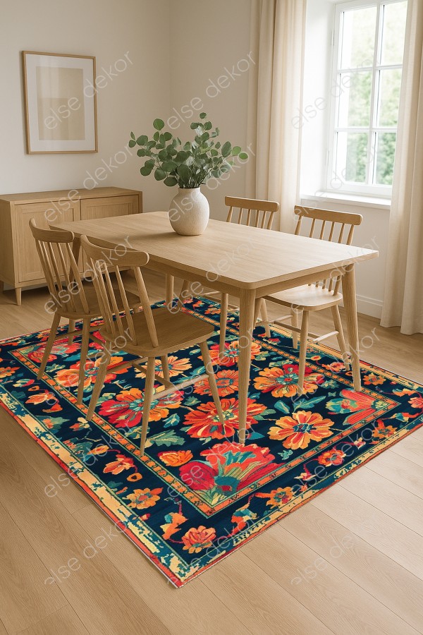 Renkli Çiçekler Desenli Makinede Yıkanabilir Dokuma Şönil Halı Bohem Eskitme Vintage Mutfak Halısı Renkli Çiçekler Desenli Makinede Yıkanabilir Dokuma Şönil Halı Bohem Eskitme Vintage Mutfak Halısı