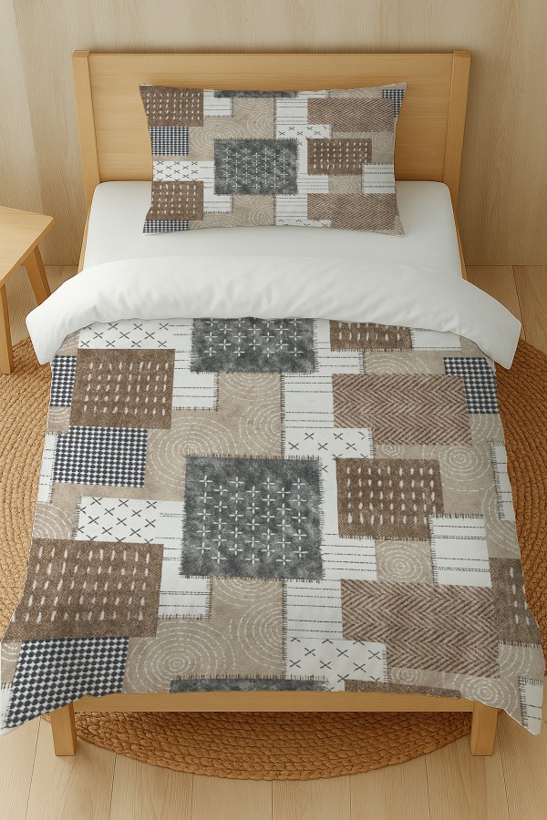 Kahverengi Geometrik Retro Desenli Pamuk Saten Tek Kişilik Nevresim Takımı 160x220cm Kahverengi Geometrik Retro Desenli Pamuk Saten Tek Kişilik Nevresim Takımı 160x220cm