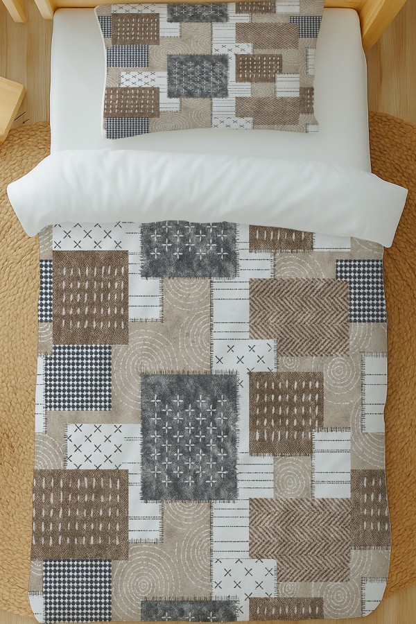 Kahverengi Geometrik Retro Desenli Pamuk Saten Tek Kişilik Nevresim Takımı 160x220cm Kahverengi Geometrik Retro Desenli Pamuk Saten Tek Kişilik Nevresim Takımı 160x220cm
