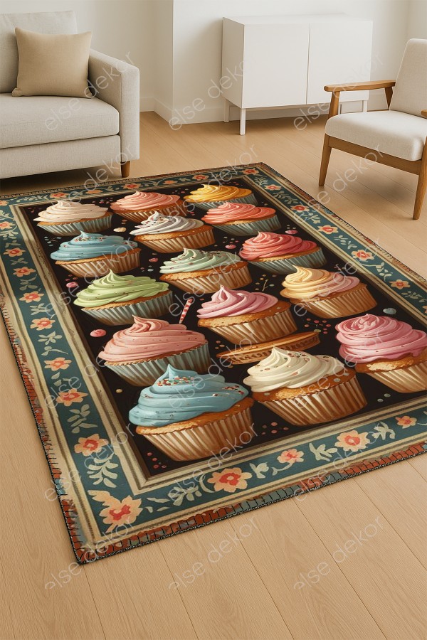 Renkli Küp Kekler Desenli Makinede Yıkanabilir Dokuma Şönil Halı Bohem Eskitme Vintage Mutfak Halısı Renkli Küp Kekler Desenli Makinede Yıkanabilir Dokuma Şönil Halı Bohem Eskitme Vintage Mutfak Halısı