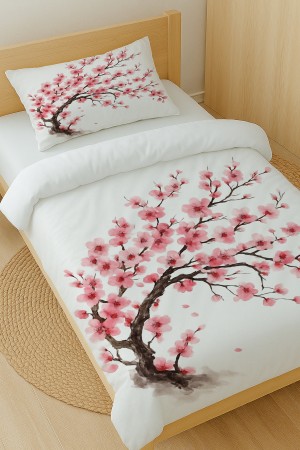 Sakura Pembe Çiçekli Ağaç Desenli Pamuk Saten Tek Kişilik Nevresim Takımı 160x220cm Sakura Pembe Çiçekli Ağaç Desenli Pamuk Saten Tek Kişilik Nevresim Takımı 160x220cm