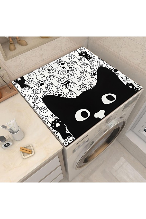 Siyah Kedili Çamaşır Makinesi Örtüsü Koruma Matı Sıvı Geçirmez Kaymaz Yıkanabilir Yns-120 Siyah Kedili Çamaşır Makinesi Örtüsü Koruma Matı Sıvı Geçirmez Kaymaz Yıkanabilir Yns-120