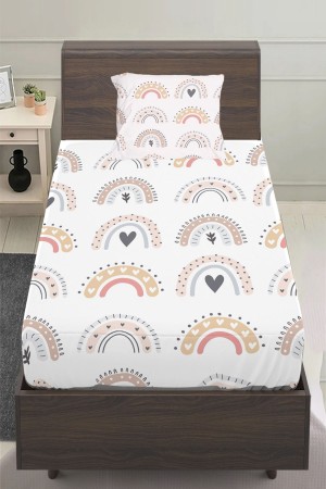 Renkli Boho Gökkuşakları Desenli Kız Çocuk Tek Kişilik Yastıklı Çarşaf Takımı 100x200 cm Renkli Boho Gökkuşakları Desenli Kız Çocuk Tek Kişilik Yastıklı Çarşaf Takımı 100x200 cm