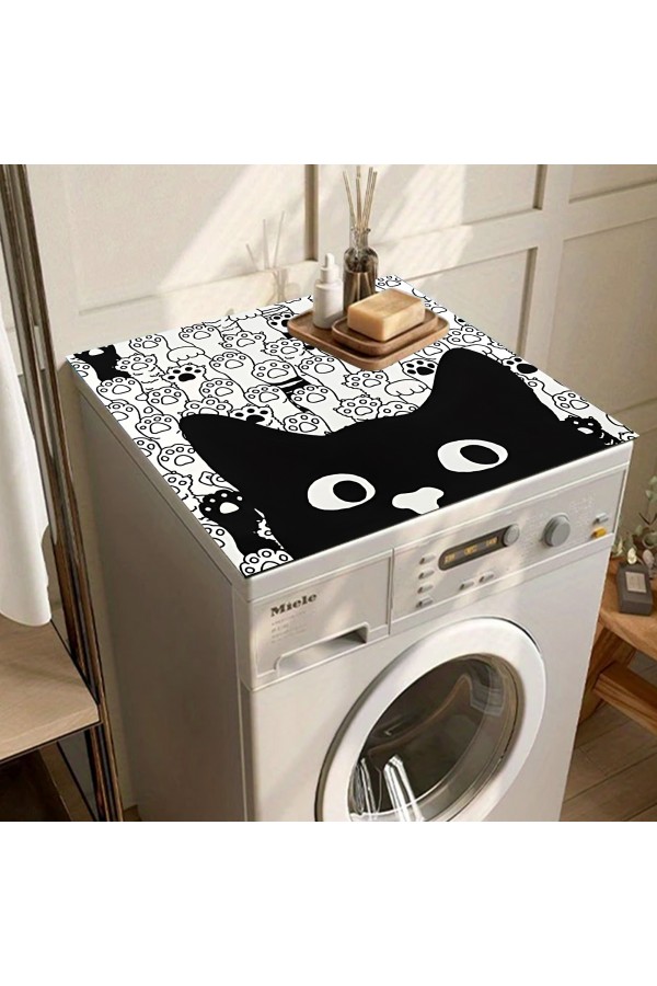 Siyah Kedili Çamaşır Makinesi Örtüsü Koruma Matı Sıvı Geçirmez Kaymaz Yıkanabilir Yns-120 Siyah Kedili Çamaşır Makinesi Örtüsü Koruma Matı Sıvı Geçirmez Kaymaz Yıkanabilir Yns-120