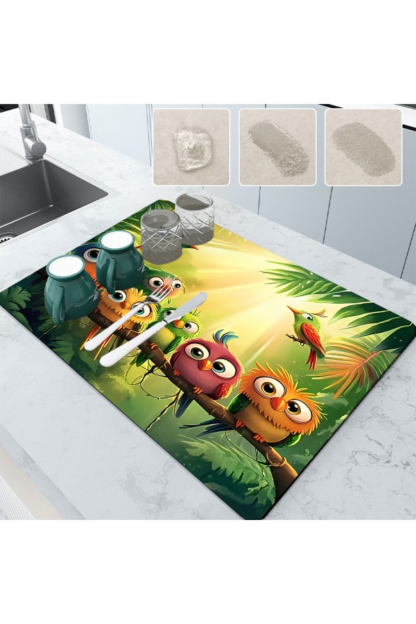 Tropik Kuşlar Tezgah Üstü Bulasik Kurutma Matı Kaymaz Kurulama Bezi Kurutma Örtüsü Blyn-125 Tropik Kuşlar Tezgah Üstü Bulasik Kurutma Matı Kaymaz Kurulama Bezi Kurutma Örtüsü Blyn-125