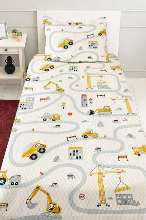 İnşaat İş Makineleri Desenli Erkek Çocuk Tek Kişilik Kapitoneli Pike Takımı Yatak Örtüsü İnşaat İş Makineleri Desenli Erkek Çocuk Tek Kişilik Kapitoneli Pike Takımı Yatak Örtüsü