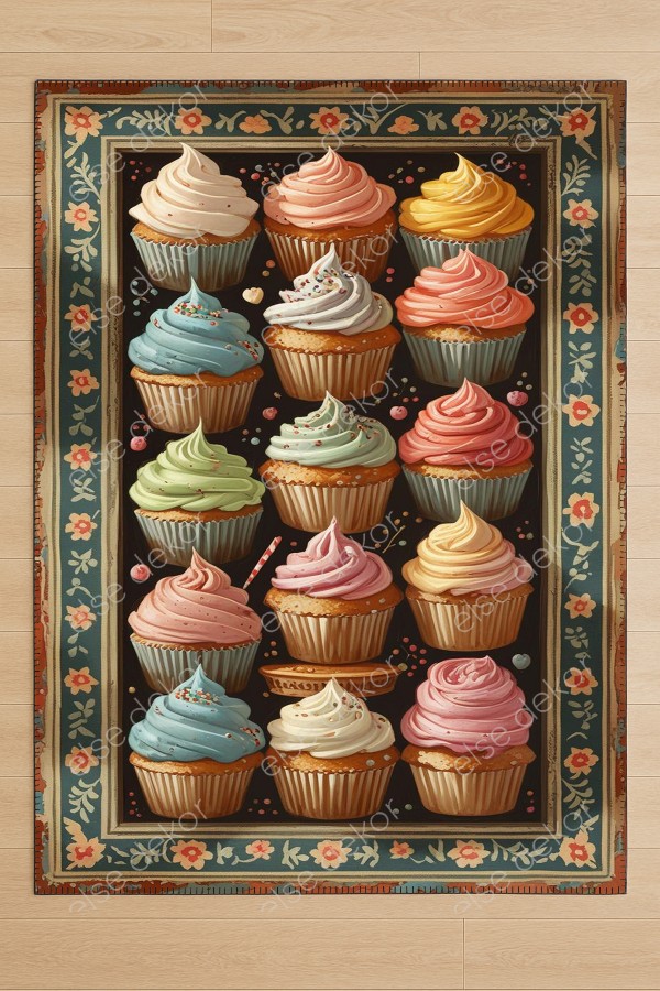 Renkli Küp Kekler Desenli Makinede Yıkanabilir Dokuma Şönil Halı Bohem Eskitme Vintage Mutfak Halısı Renkli Küp Kekler Desenli Makinede Yıkanabilir Dokuma Şönil Halı Bohem Eskitme Vintage Mutfak Halısı