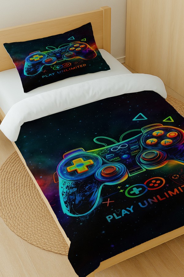 Oyun Konsol Joystick Gamer Desenli Pamuk Saten Tek Kişilik Nevresim Takımı 160x220cm Oyun Konsol Joystick Gamer Desenli Pamuk Saten Tek Kişilik Nevresim Takımı 160x220cm