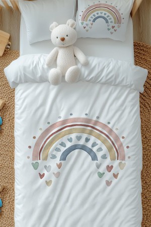 Gökkuşağı Boho Desenli Kız Çocuk Tek Kişilik Nevresim Takımı Yastık Kılıflı Gökkuşağı Boho Desenli Kız Çocuk Tek Kişilik Nevresim Takımı Yastık Kılıflı