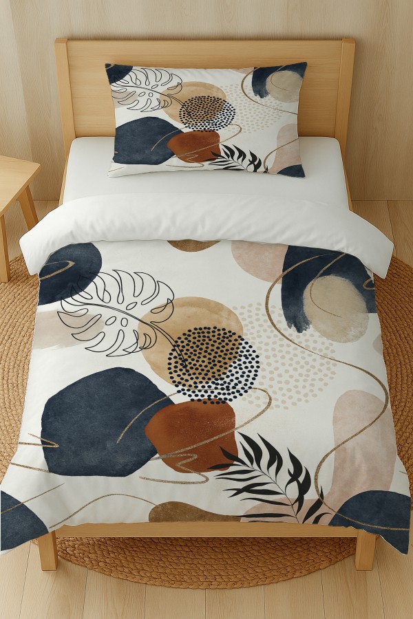 Gri Kahve Minimal Desenli Pamuk Saten Tek Kişilik Nevresim Takımı 160x220cm Gri Kahve Minimal Desenli Pamuk Saten Tek Kişilik Nevresim Takımı 160x220cm
