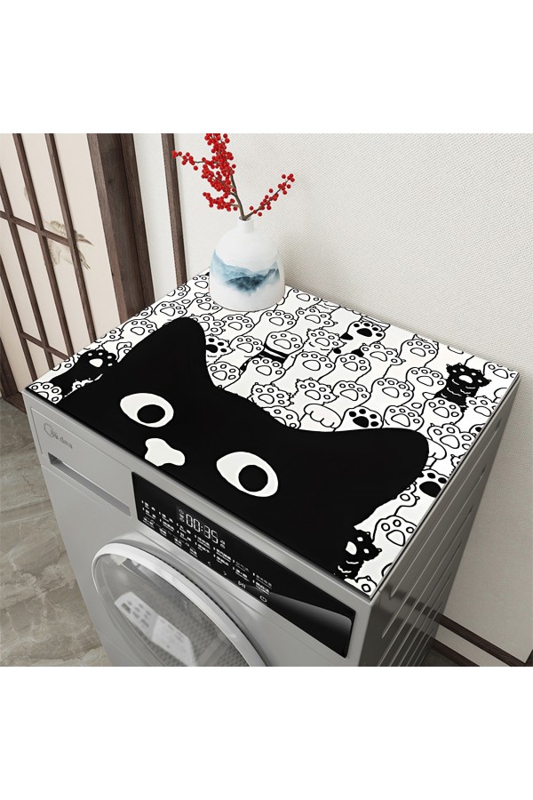 Siyah Kedili Çamaşır Makinesi Örtüsü Koruma Matı Sıvı Geçirmez Kaymaz Yıkanabilir Yns-120 Siyah Kedili Çamaşır Makinesi Örtüsü Koruma Matı Sıvı Geçirmez Kaymaz Yıkanabilir Yns-120