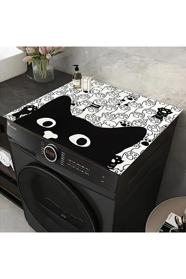 Siyah Kedili Çamaşır Makinesi Örtüsü Koruma Matı Sıvı Geçirmez Kaymaz Yıkanabilir Yns-120 Siyah Kedili Çamaşır Makinesi Örtüsü Koruma Matı Sıvı Geçirmez Kaymaz Yıkanabilir Yns-120