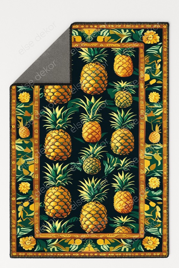 Ananas Meyve Desenli Makinede Yıkanabilir Dokuma Şönil Halı Bohem Eskitme Vintage Oda Mutfak Halısı Ananas Meyve Desenli Makinede Yıkanabilir Dokuma Şönil Halı Bohem Eskitme Vintage Oda Mutfak Halısı