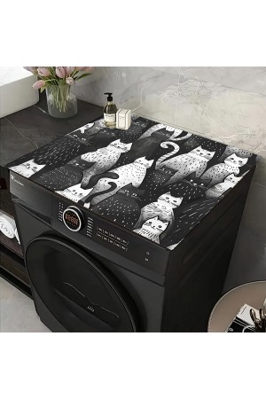 Gri Kediler Çamaşır Makinesi Örtüsü Koruma Matı Sıvı Geçirmez Kaymaz Yıkanabilir Yns-121 Gri Kediler Çamaşır Makinesi Örtüsü Koruma Matı Sıvı Geçirmez Kaymaz Yıkanabilir Yns-121
