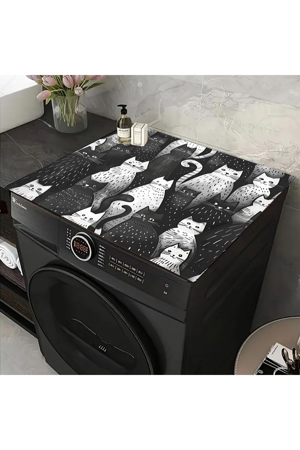 Gri Kediler Çamaşır Makinesi Örtüsü Koruma Matı Sıvı Geçirmez Kaymaz Yıkanabilir Yns-121 Gri Kediler Çamaşır Makinesi Örtüsü Koruma Matı Sıvı Geçirmez Kaymaz Yıkanabilir Yns-121