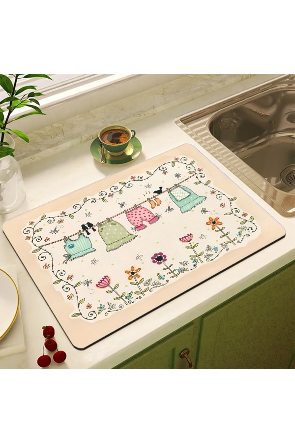 Laundry Tezgah Üstü Bulasik Kurutma Matı Kaymaz Kurulama Bezi Kurutma Örtüsü Blyn-109 Laundry Tezgah Üstü Bulasik Kurutma Matı Kaymaz Kurulama Bezi Kurutma Örtüsü Blyn-109