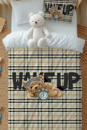 Uyuyan Ayı Teddy Desenli Erkek Çocuk Tek Kişilik Nevresim Takımı Yastık Kılıflı