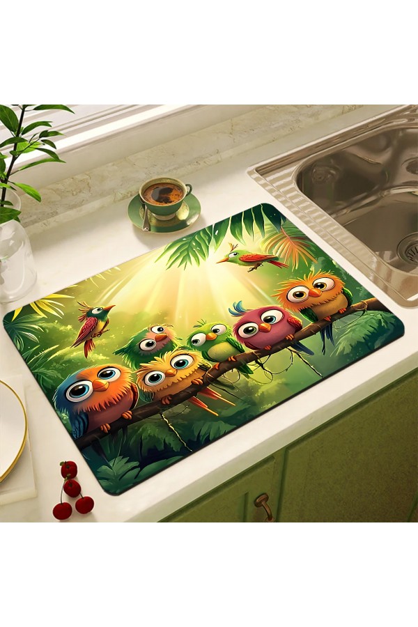 Tropik Kuşlar Tezgah Üstü Bulasik Kurutma Matı Kaymaz Kurulama Bezi Kurutma Örtüsü Blyn-125 Tropik Kuşlar Tezgah Üstü Bulasik Kurutma Matı Kaymaz Kurulama Bezi Kurutma Örtüsü Blyn-125