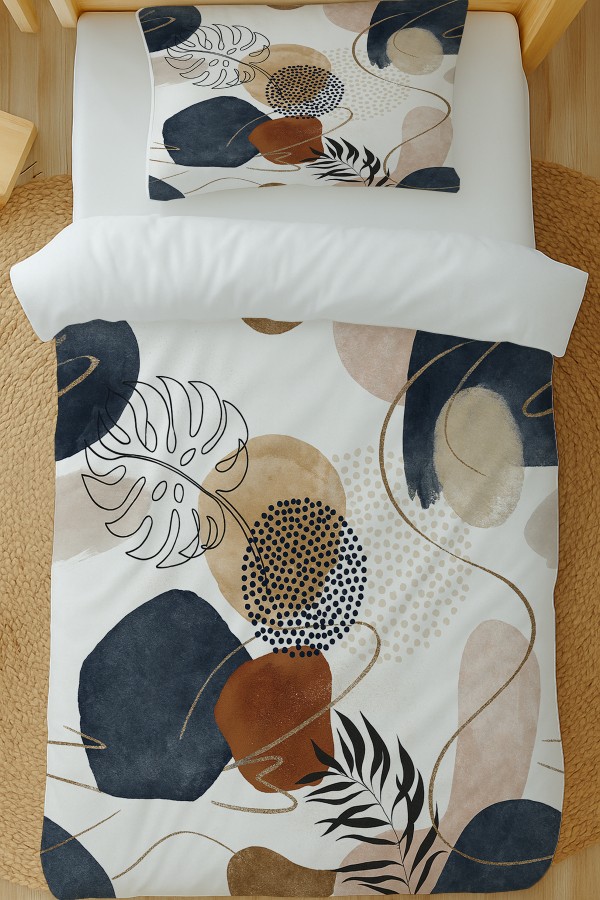 Gri Kahve Minimal Desenli Pamuk Saten Tek Kişilik Nevresim Takımı 160x220cm Gri Kahve Minimal Desenli Pamuk Saten Tek Kişilik Nevresim Takımı 160x220cm