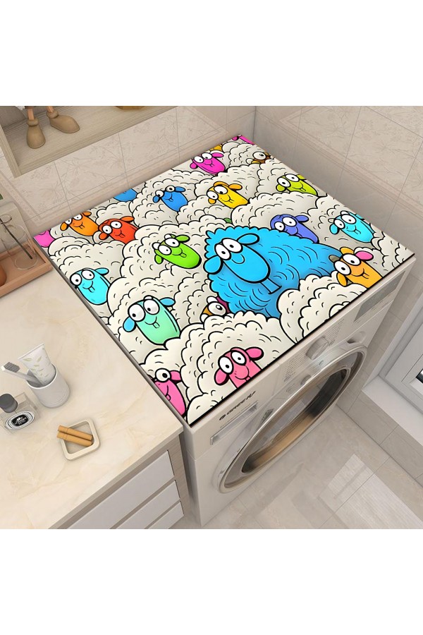 Renkli Koyunlu Çamaşır Makinesi Örtüsü Koruma Matı Sıvı Geçirmez Kaymaz Yıkanabilir Yns-118 Renkli Koyunlu Çamaşır Makinesi Örtüsü Koruma Matı Sıvı Geçirmez Kaymaz Yıkanabilir Yns-118