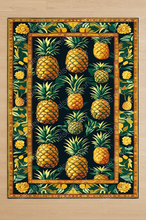 Ananas Meyve Desenli Makinede Yıkanabilir Dokuma Şönil Halı Bohem Eskitme Vintage Oda Mutfak Halısı Ananas Meyve Desenli Makinede Yıkanabilir Dokuma Şönil Halı Bohem Eskitme Vintage Oda Mutfak Halısı