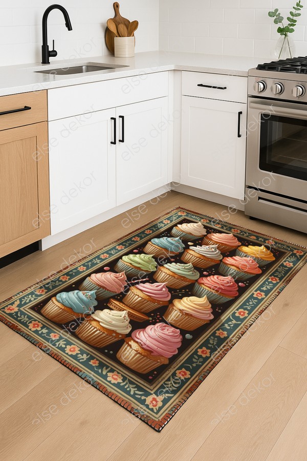 Renkli Küp Kekler Desenli Makinede Yıkanabilir Dokuma Şönil Halı Bohem Eskitme Vintage Mutfak Halısı Renkli Küp Kekler Desenli Makinede Yıkanabilir Dokuma Şönil Halı Bohem Eskitme Vintage Mutfak Halısı