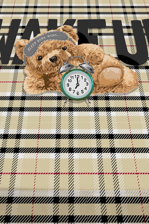 Uyuyan Ayı Teddy Desenli Erkek Çocuk Dekoratif Baskılı Yatak Örtüsü Uyuyan Ayı Teddy Desenli Erkek Çocuk Dekoratif Baskılı Yatak Örtüsü