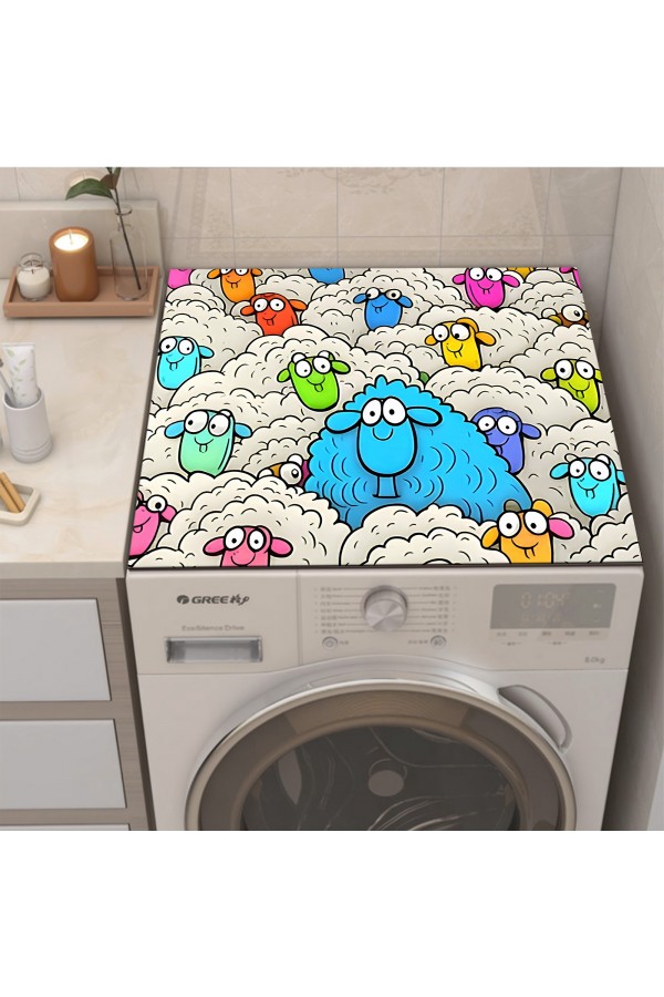 Renkli Koyunlu Çamaşır Makinesi Örtüsü Koruma Matı Sıvı Geçirmez Kaymaz Yıkanabilir Yns-118 Renkli Koyunlu Çamaşır Makinesi Örtüsü Koruma Matı Sıvı Geçirmez Kaymaz Yıkanabilir Yns-118