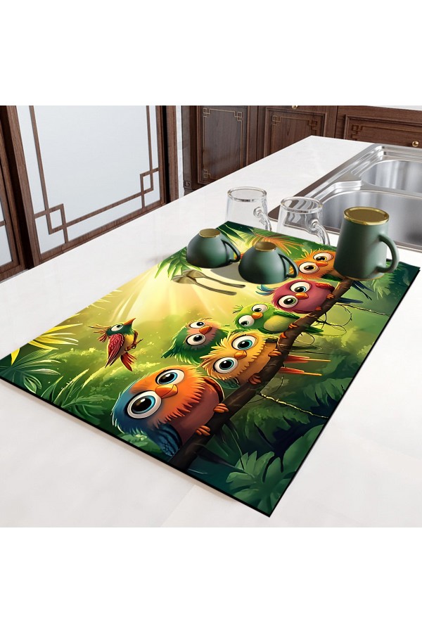 Tropik Kuşlar Tezgah Üstü Bulasik Kurutma Matı Kaymaz Kurulama Bezi Kurutma Örtüsü Blyn-125 Tropik Kuşlar Tezgah Üstü Bulasik Kurutma Matı Kaymaz Kurulama Bezi Kurutma Örtüsü Blyn-125