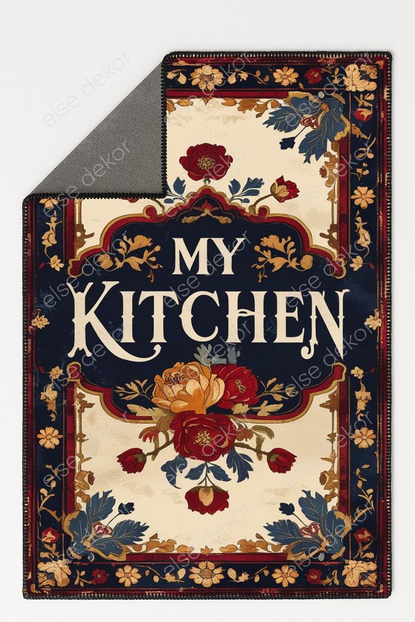 My Kitchen Desenli Makinede Yıkanabilir Dokuma Şönil Halı Bohem Eskitme Vintage Oda Mutfak Halısı My Kitchen Desenli Makinede Yıkanabilir Dokuma Şönil Halı Bohem Eskitme Vintage Oda Mutfak Halısı